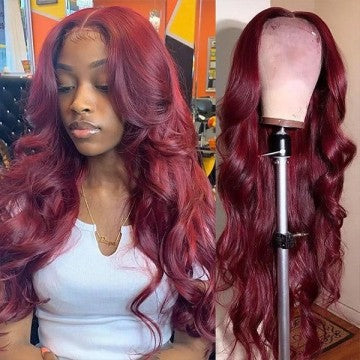 Eloisa 13*4 99J Burgundy Lace Wigs Human Hair Body Wave Red Hair