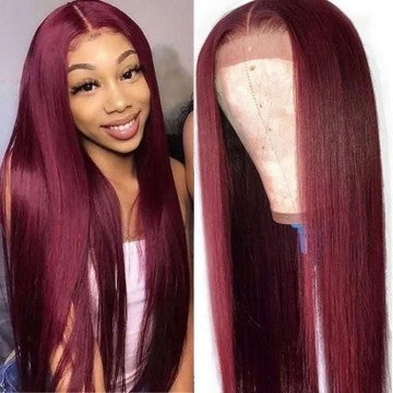 Eloisa 13*6 99J Burgundy Lace Wigs Human Hair Claret Straight Hair